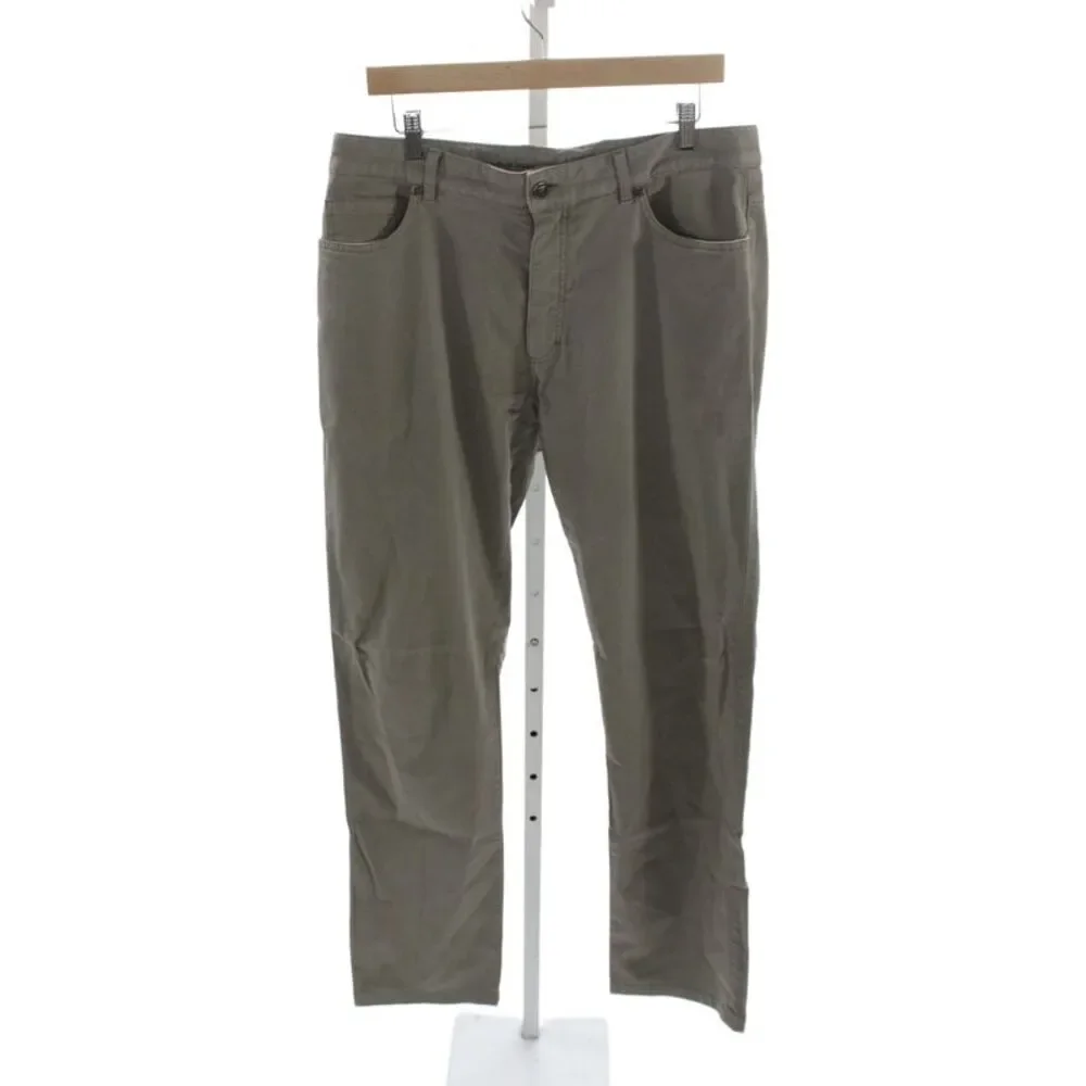 Ermenegildo Zegna Mens Gray Plaid Chino Pants Cotton Button Size 36